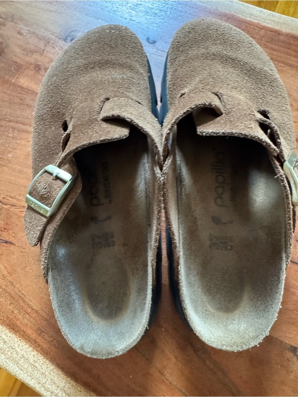 Birkenstock Brown Suede Clog Mules with Black Lug Sole - Picture 5 of 5